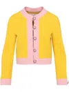 Valentino Bi-color Crystal Crepe Crop Jacket In Yellow