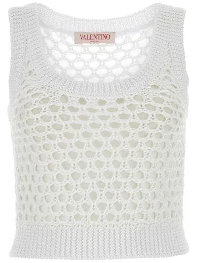 Valentino Top Aus Viskose Und Lurex Mit Pailletten Frau Weiss S In White