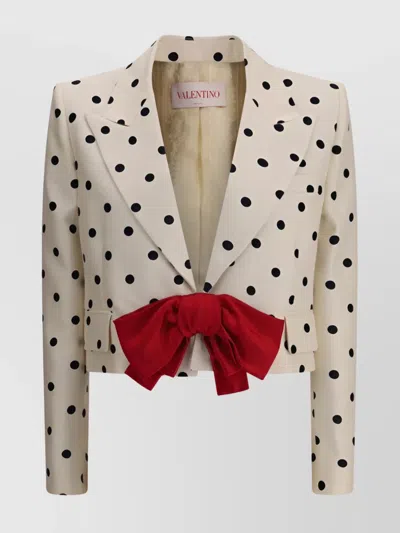 VALENTINO CROPPED POLKA DOT SHANTUNG BLAZER