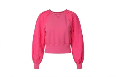 Valentino Cropped Puff-sleeve Sweatshirt In Pink