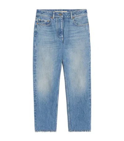 Valentino Cropped Straight Jeans In Blue