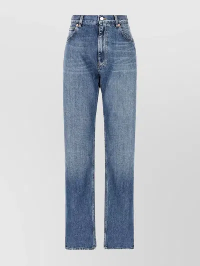 Valentino Cropped Straight Leg Denim Trousers In Blue