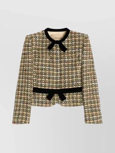 VALENTINO CROPPED TWEED BLAZER JEWEL BUTTON