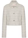 Valentino Cropped Embellished Cotton-blend Tweed Jacket In Neutrals