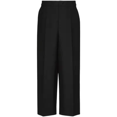 Valentino Cropped Wide-leg Trousers In Black