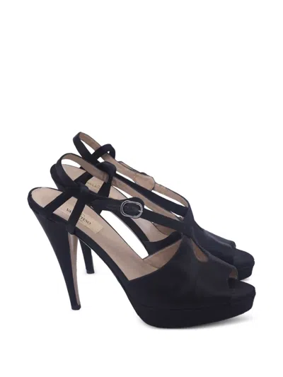 Pre-owned Valentino Garavani Cross-strap Heeled Sandals In Black