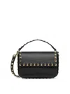 Valentino Garavani Rockstud Grainy Calfskin Pouch Woman Black Uni In Negro