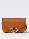 Valentino Tan Brown Calf Leather Logo Small Shoulder Bag In Brown