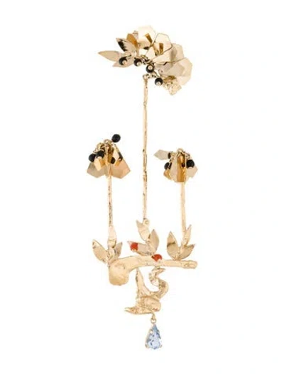 Pre-owned Valentino Garavani Crystal & Bead Drop Single Earring In Multi