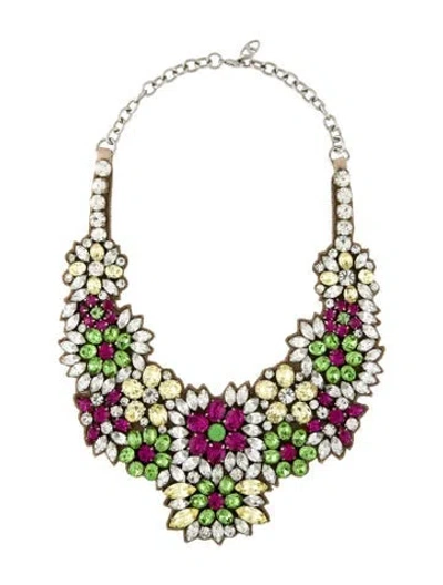 Pre-owned Valentino Garavani Crystal & Fabric Collar Necklace, 16.5" In Multi