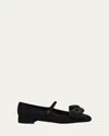 Valentino Crystal Bow Mary Jane Ballerina Flats In Jv5 Nerojet