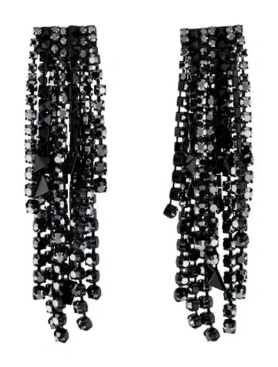 Pre-owned Valentino Garavani Crystal Brightrain Rockstud Chandelier Earrings In Black