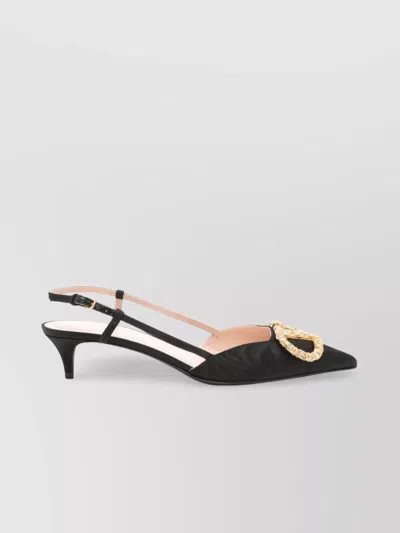Valentino Garavani Crystal Buckle Pointed Toe Stiletto Pumps