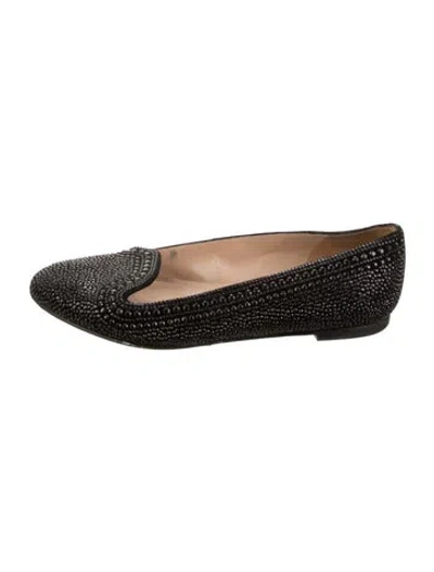 Pre-owned Valentino Garavani Crystal Crystal Embellishments Loafers In Black