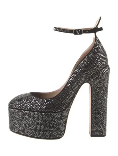 Pre-owned Valentino Garavani Crystal Crystal Embellishments Pumps In Black