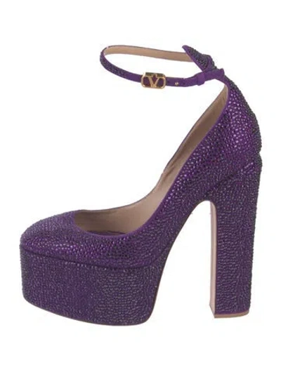 Pre-owned Valentino Garavani Crystal Crystal Embellishments Pumps In Metallic/purple