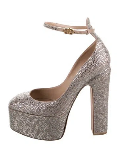 Pre-owned Valentino Garavani Crystal Crystal Embellishments Pumps In Neutrals