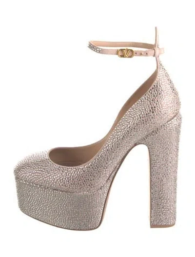 Pre-owned Valentino Garavani Crystal Crystal Embellishments Pumps In Neutrals