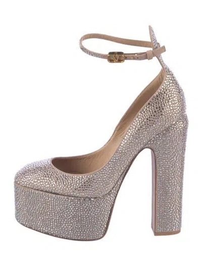 Pre-owned Valentino Garavani Crystal Crystal Embellishments Pumps In Silver