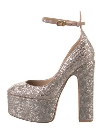Pre-owned Valentino Garavani Crystal Crystal Embellishments Pumps In Silver