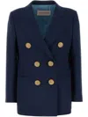 Valentino Navy Blue Wool Blazer In Blue