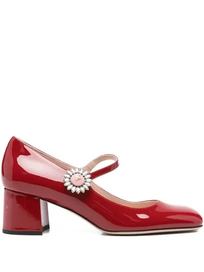 VALENTINO GARAVANI CRYSTAL-EMBELLISHED BLOCK-HEEL PUMPS
