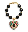 Valentino Crystal-embellished Coeur Royal Bracelet In Black