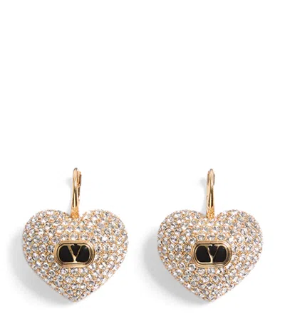 Valentino Garavani Crystal-embellished Coeur Royal Earrings In Gold