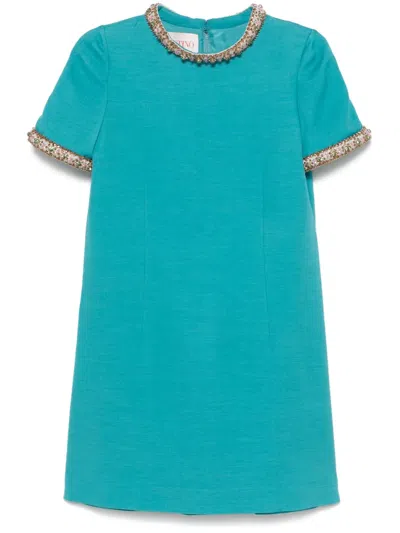 Valentino Crystal-embellished Dress In Green