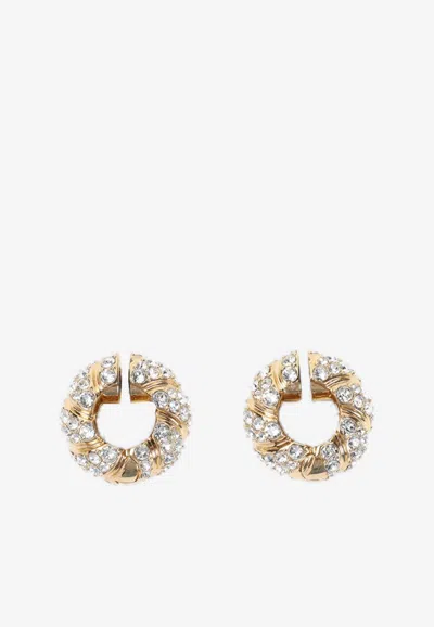 Valentino Garavani Crystal-embellished Earrings In Gold