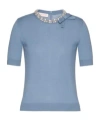Valentino Bestickter Wollpullover Frau Himmelblau S In Blue