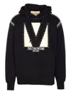 Valentino Crystal Embellished Hoodie With Embroidered Graphic In Black