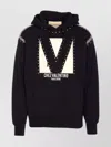 Valentino Crystal Embellished Hoodie With Embroidered Graphic In Black