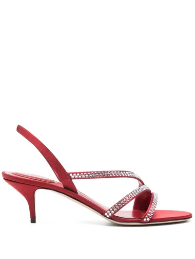 Valentino Garavani Dans Le Foyer 55 Crystal-embellished Satin Slingback Sandals In Red