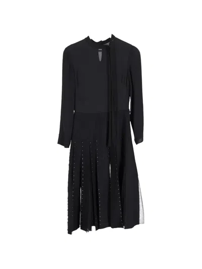 Pre-owned Valentino Crystal-embellished Midi Dress In Black