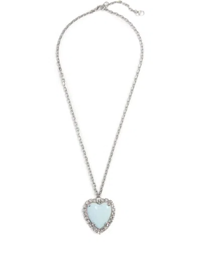 Valentino Garavani Crystal-embellished Necklace In Palladium/azure