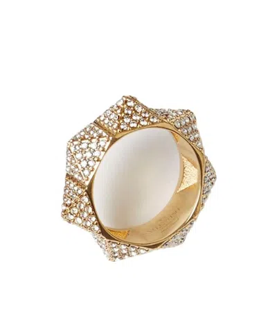 Valentino Garavani Crystal-embellished Rockstud Ring In Yellow