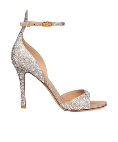 Valentino Garavani Crystal-embellished Sandals In Nude