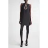 Valentino Garavani Rhinestone Snake Embroidery Crepe Couture Short Dress In Black