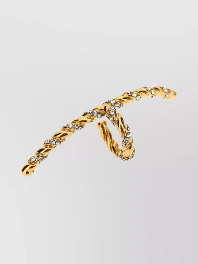 Valentino Garavani Crystal Embellished Twisted Gold Earrings