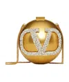 Valentino Crystal-embellished Vlogo Clutch In Brown