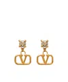 Valentino Gemstone Accent Stud Earrings With Gold-tone Finish In Yellow