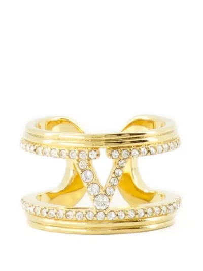 Valentino Garavani Valentino Embellished Ovalette Ring In Gold