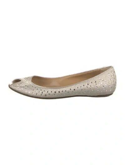 Pre-owned Valentino Garavani Crystal Embellishments Ballet Flats In Silver