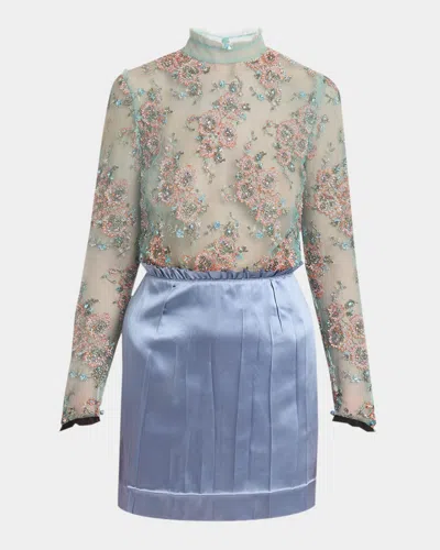 Valentino Crystal Embroidered Tulle And Satin Mini Dress In Multi