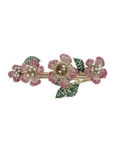 Pre-owned Valentino Garavani Crystal Flower Cuff Bracelet, 7" In Multicolor