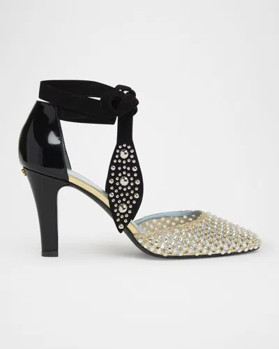 Valentino Garavani Leather Foliefoliage Dorsay Pumps 85 In Black