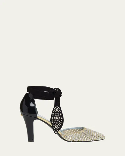 Valentino Garavani Leather Foliefoliage Dorsay Pumps 85 In Black