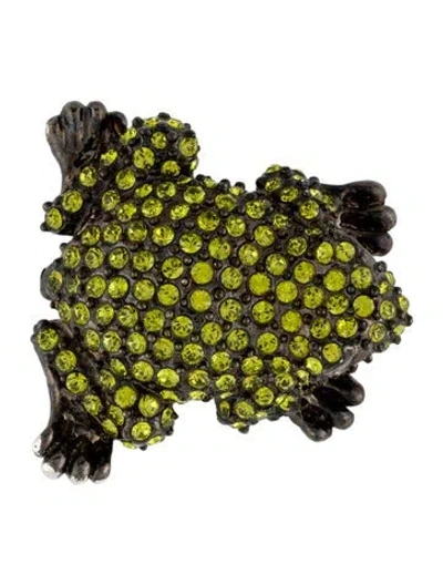 Pre-owned Valentino Garavani Crystal Frog Pin Brooch In Multi
