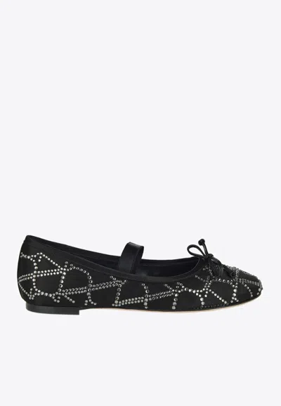 VALENTINO GARAVANI CRYSTAL ICONOGRAPHE BALLET FLATS